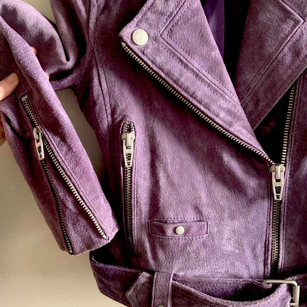 Blank NYC purple 100% leather jacket